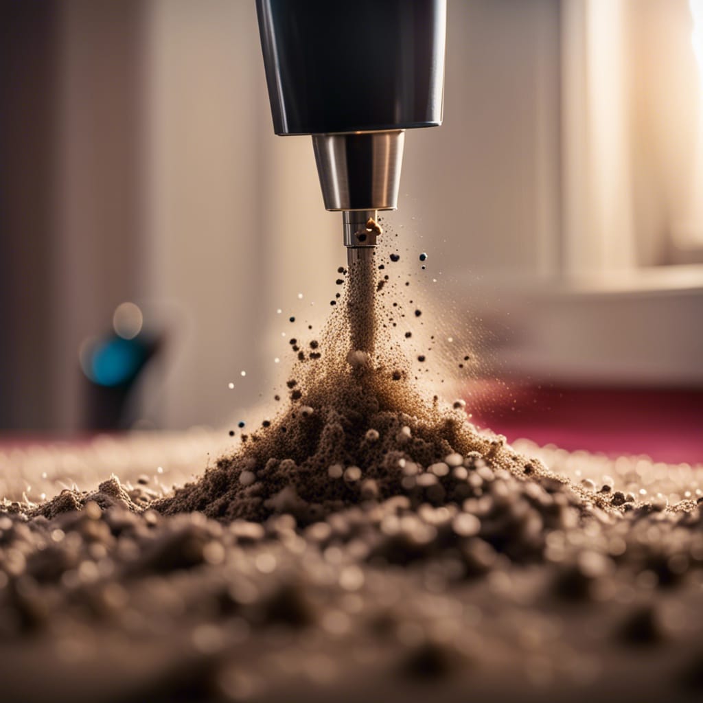 close-up soil vacuumed from carpet